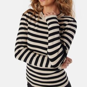 Object Collectors Item Objester Sli L/S Knit Pullover Sandshell Stripes:Black XS