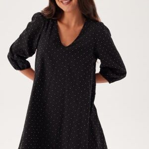 Object Collectors Item Objrigini 3/4 SLEEVE V-NECK Dress Black Detail:rhinestones 36