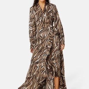 Object Collectors Item Papaya L/S Wrap Long Dress Fossil AOP:Zebra 36