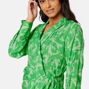 Object Collectors Item Rio L/S Wrap Dress Fern Green AOP:Anima 36