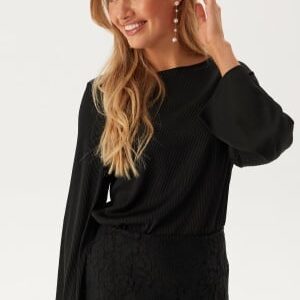 VILA Vilupia Boatneck L/S TOP  Black Beauty L