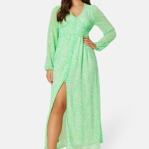 ONLY Amanda L/S Long Dress Summer Green AOP:Tan XS