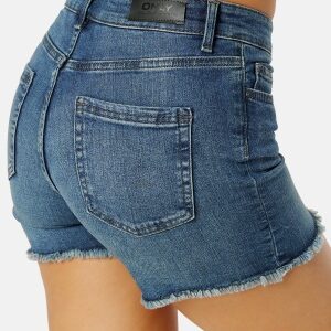 ONLY Blush Raw Denim Shorts Dark Blue Denim XL