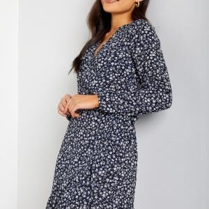 ONLY Carly L/S Wrap Dress Night Sky AOP:White 38