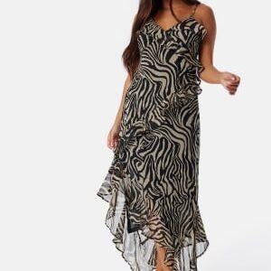 ONLY Onlasta life strap frill ankel dress Black/Zebra S