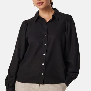 ONLY Onlcaro Linen Puff Shirt Black XS