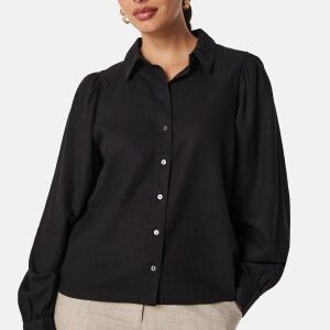 ONLY Onlcaro Linen Puff Shirt Black M