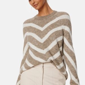 ONLY Onleliza L/S Pullover Knit Mermaid Stripes:WHITECAP GRAY XS