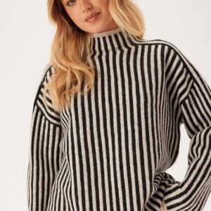 ONLY Onlgro Life Ls Stripe High Nec Oatmeal Stripes:melange/BLACKL S