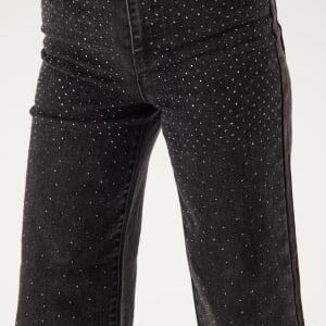 ONLY Onlhope Rhinestone Hw Wide Dnm Washed Black 27/32