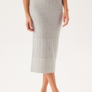 ONLY Onljeanett Life Midi Rib Skirt Light Grey Melange XS