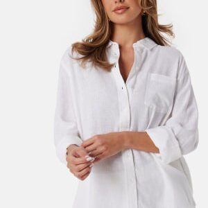 ONLY Tokyo Linen Blend Shirt Bright White L