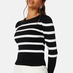 ONLY Sally L/S Puff Pullover Black Stripes:W XL