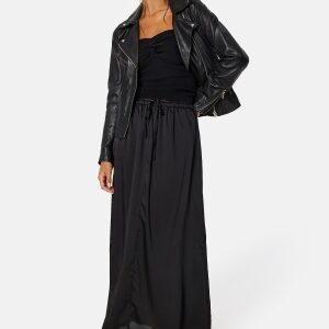 ONLY Suzette Ankel Long Satin Skirt Black XS