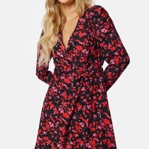 Pieces Faline LS Wrap Dress BlackAOP:Graphic S