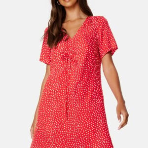 Pieces Nya SS V-Neck Short Dress Poppy Red AOP: Heart XS