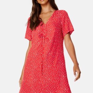 Pieces Nya SS V-Neck Short Dress Poppy Red AOP: Heart XS