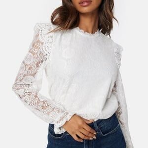 Pieces Olline LS Lace Top Cloud Dancer XL