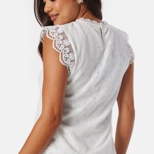 Pieces Olline SL Lace Top White XS