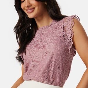 Pieces Pcolline SL Lace Top Woodrose XS