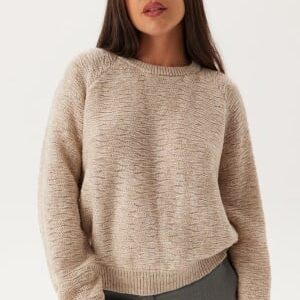 Pieces Pcanona Ls O-neck Knit White Pepper Detail:melange S