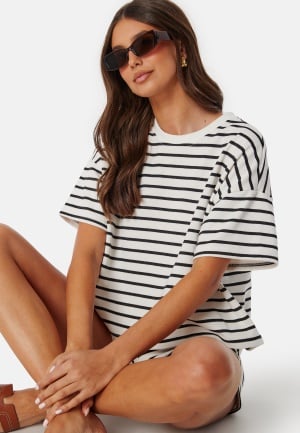 Pieces Pcchilli Summer Sweat Stripe Cloud Dancer Stripes:W. Black L