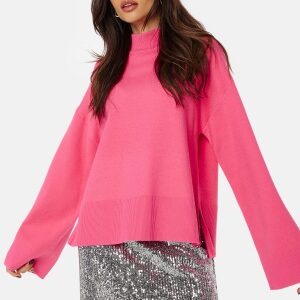 Pieces Pcfenda LS High Neck Knit Hot Pink XS