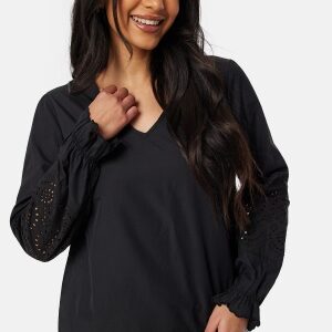 Pieces Pcjabby LS V-Neck top Black S