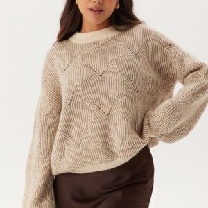 Pieces Pcjenna LS O-neck knit Whitecap Gray Detail:TAUPE GRA L