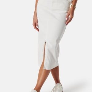 Pieces Pcjessie High Waist denim midi skirt Bright White XS