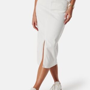 Pieces Pcjessie High Waist denim midi skirt Bright White XL