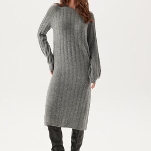 Pieces Pcmaggy Ls Knit Dress Noos Medium Grey Melange XS