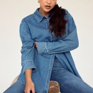 Pieces Pcmaisie Ls Denim Shirt Medium Blue Denim XL