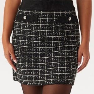 Pieces Pcnilja Hw Knit Skirt Black Checks:white And Silver L