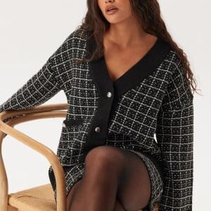 Pieces Pcnilja Knit Shacket Black Checks:white And Silver S