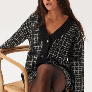 Pieces Pcnilja Knit Shacket Black Checks:white And Silver XS