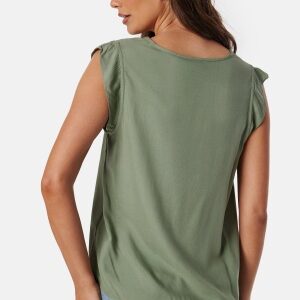 Pieces Pcnya SL V-Neck Top Hedge Green XS