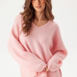 Pieces Pcpam Ls V-neck Oversize Knit Pink-a-boo S