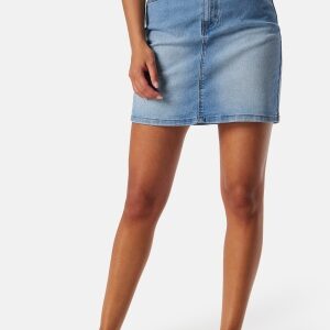 Pieces Pcpeggy HW Denim Skirt Light Blue Denim XS