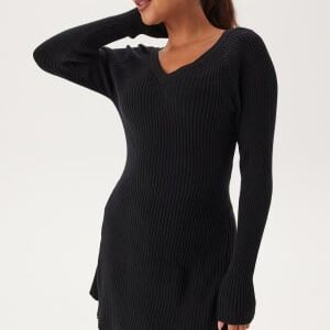 Pieces Pcprista Ls V-neck Knit Dress Black S