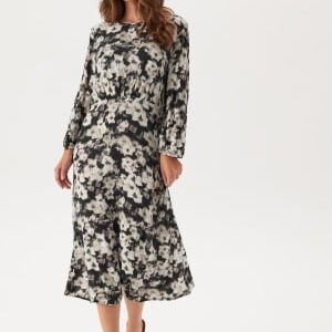 Pieces Pcrexa 3/4 MIDI DRESS BC MIDI  Black Aop:blue Blurry Flower S