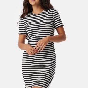 Pieces Pcruka SS Dress Cloud Dancer Stripes:BLACK M