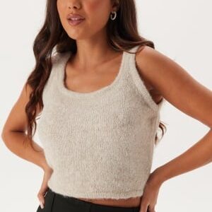 Pieces Pcruno Sl O-neck Crop Knit Top Dove S