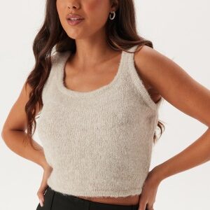 Pieces Pcruno Sl O-neck Crop Knit Top Dove XS