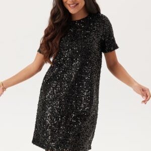 Pieces Pcserena Sequin Ss O-neck Dres Black Detail:black Detail XS