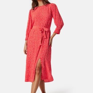 Pieces Pcsui 3/4 Sleeve Midi Dress Orange/White XS