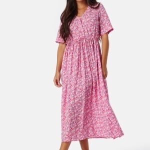 Pieces Pctala String Tie Midi Dress Hot Pink M