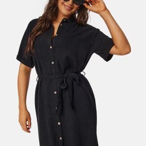 Pieces Pcvinsty Linen Shirt Dress Black XS