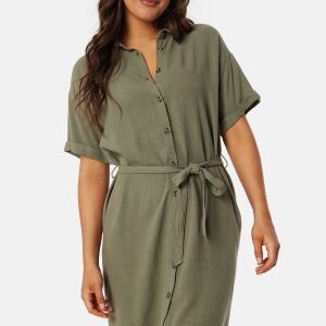 Pieces Pcvinsty Linen Shirt Dress Deep Lichen Green XL