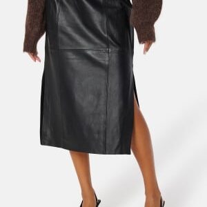 SELECTED FEMME Fianna HW Midi Leather Skirt Black 38